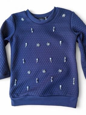 Girls' Navy Embellished Quilted Sweatshirt size 8